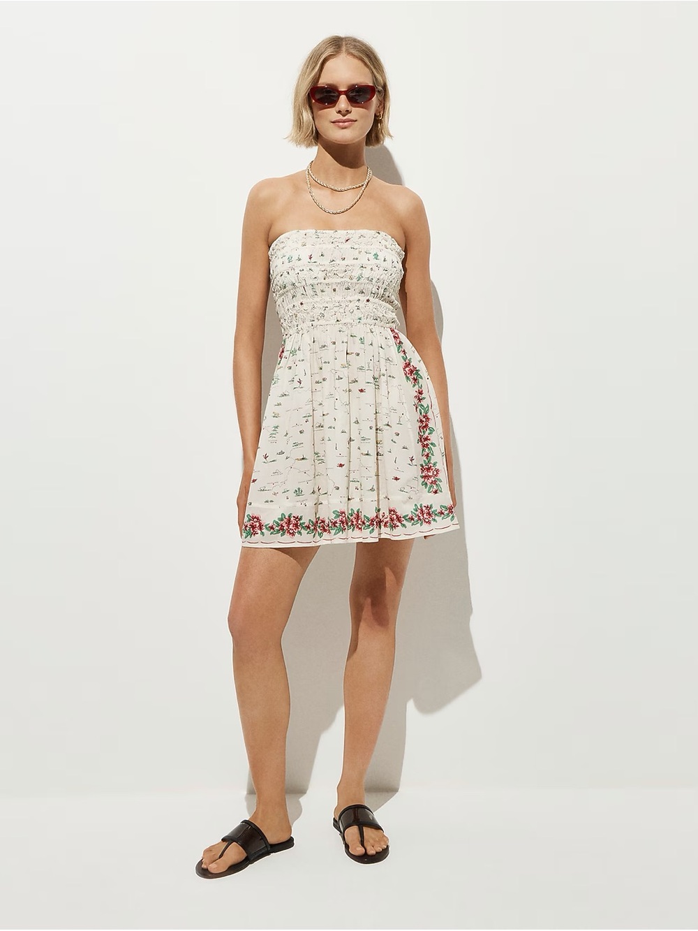 J. Crew White Mini Dress with Map Print